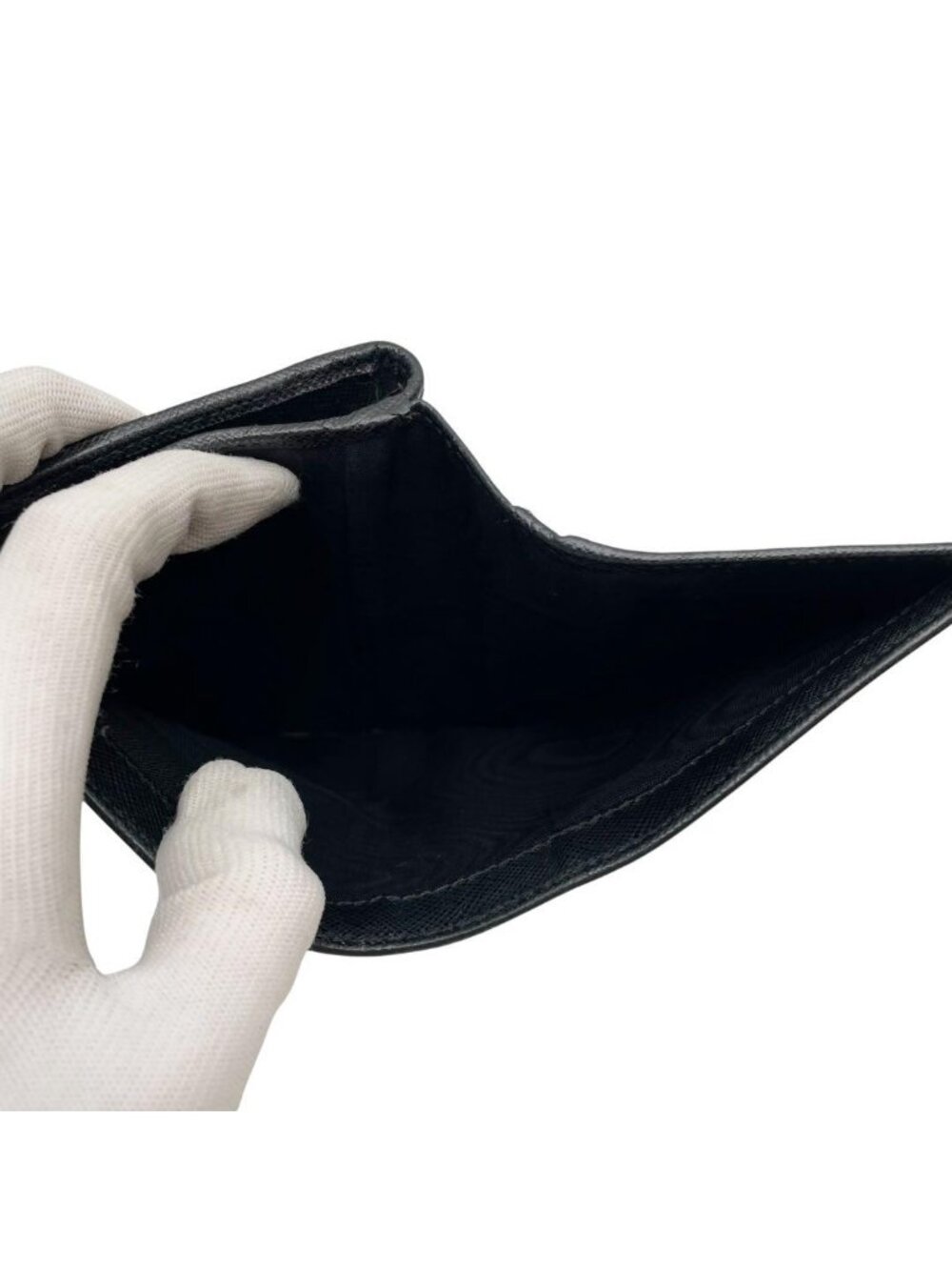 Prada Saffiano Leather Bifold Wallet Black Compact - Picture 5 of 10